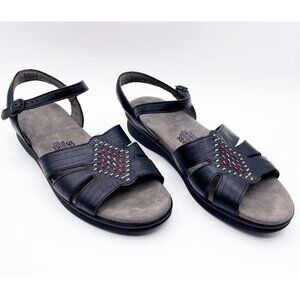 SAS Women’s Hurricane Sandals Black Leather Adjustable Strap Comfort Shoe SZ 10
